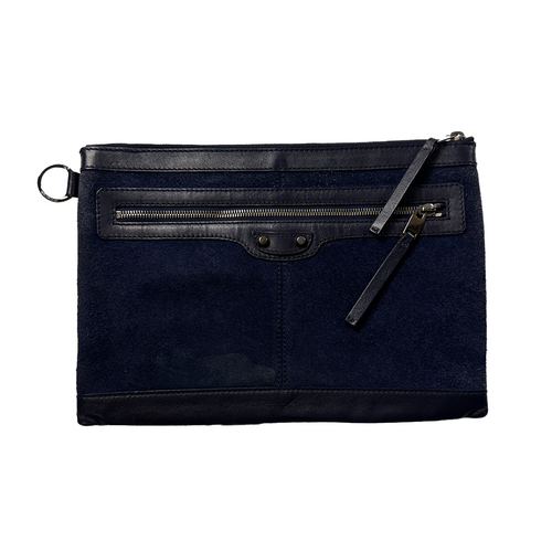 Balenciaga Blue Suede City Clip Clutch