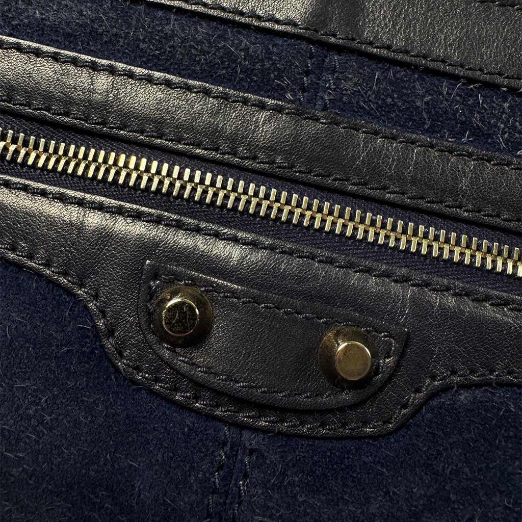 Balenciaga Pochette City Clip Blue Suede