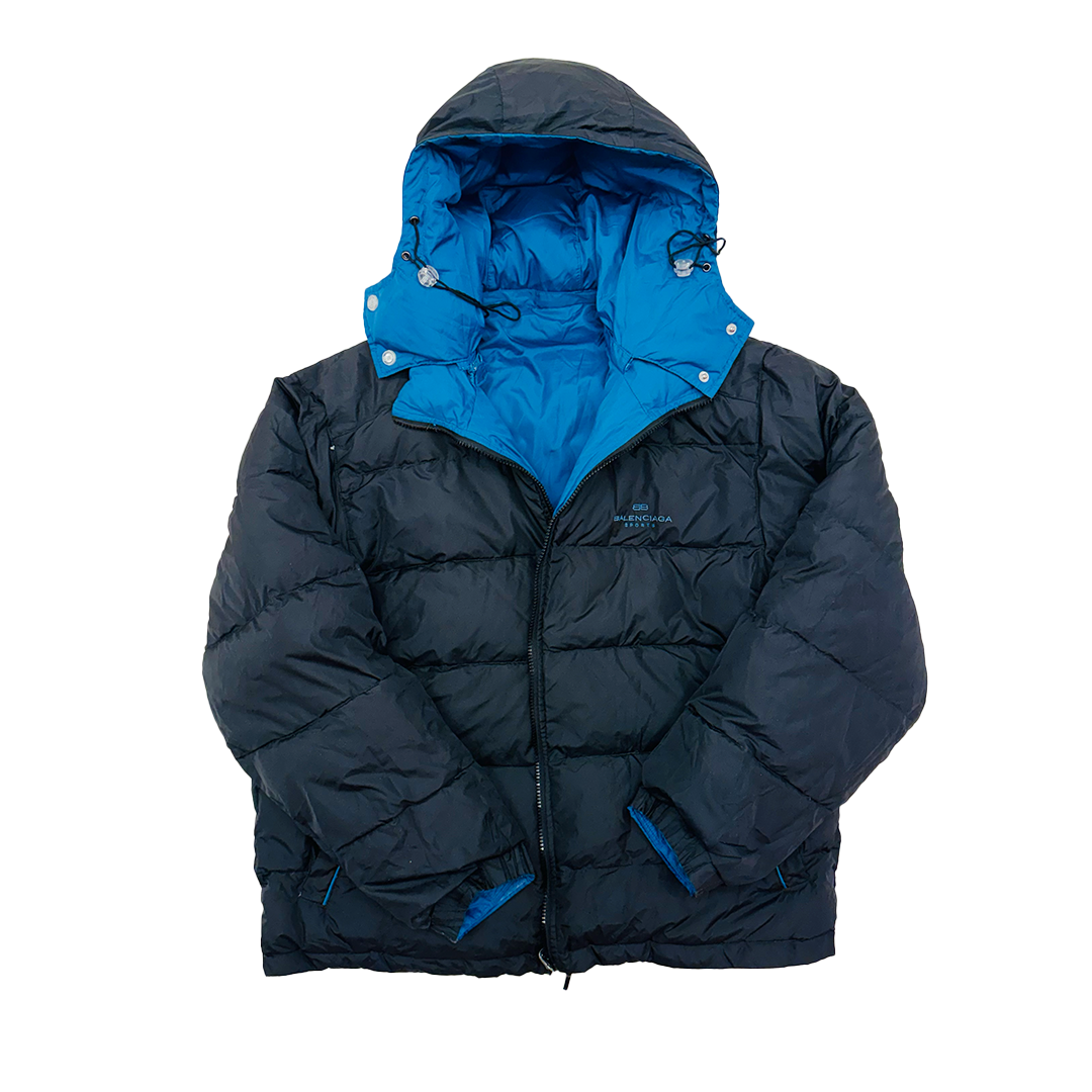 Balenciaga Reversible Vintage Black and Blue Puffer Jacket (180/92A - S)