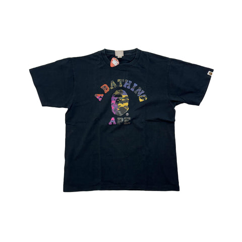 Bape College Black Multicolor Camo Tee (L)