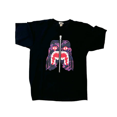 Bape Camo Tiger Fake Zip Black Tee (XL)