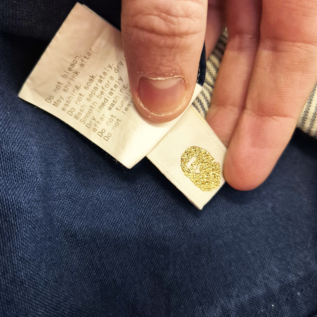 BAPE Vintage Patchwork Blue Long Sleeve Shirt (M)