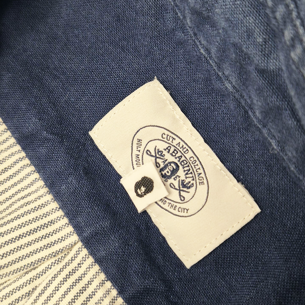 BAPE Vintage Patchwork Blue Long Sleeve Shirt (M)
