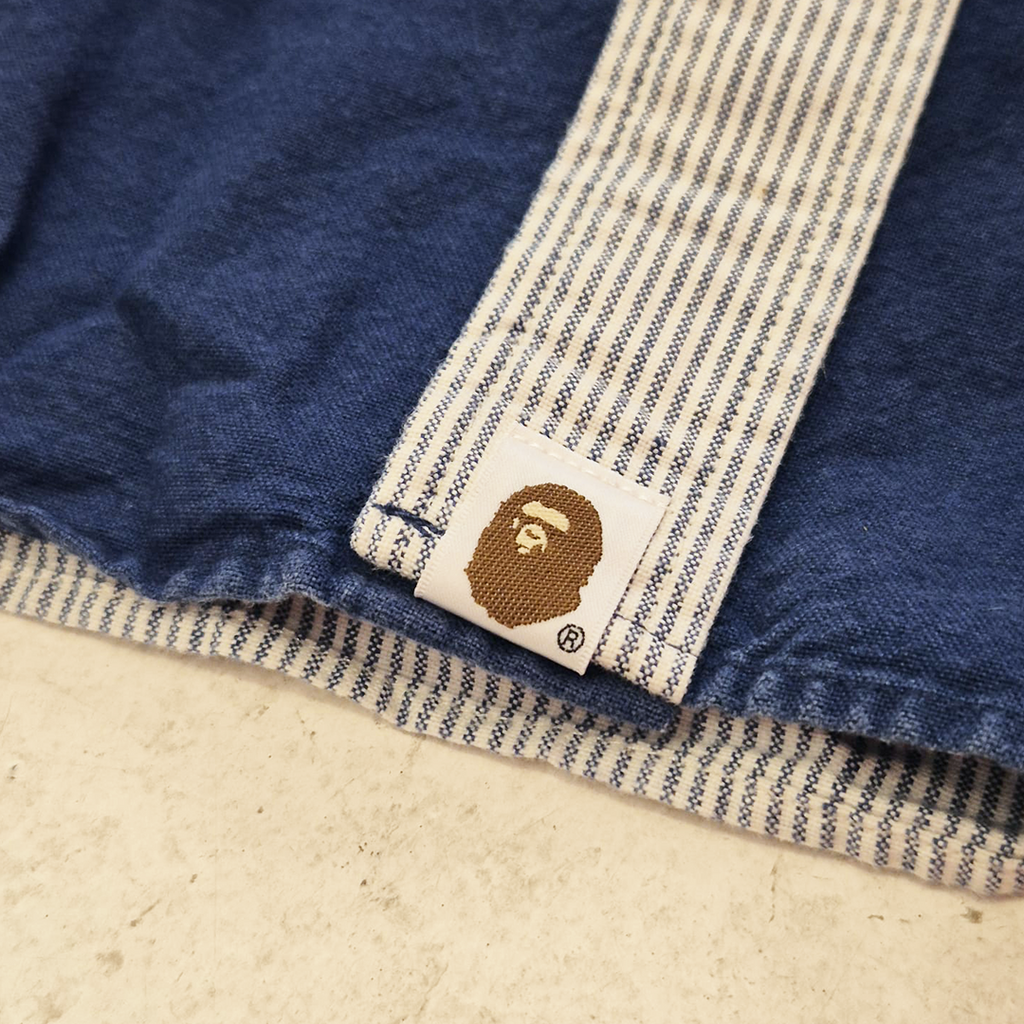 BAPE Vintage Patchwork Blue Long Sleeve Shirt (M)