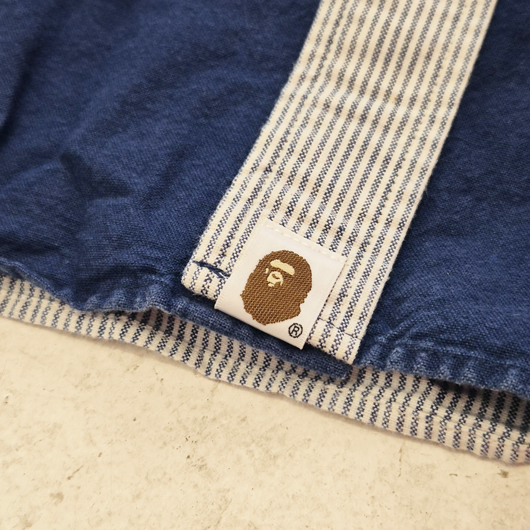 BAPE Vintage Patchwork Blue Long Sleeve Shirt (M)