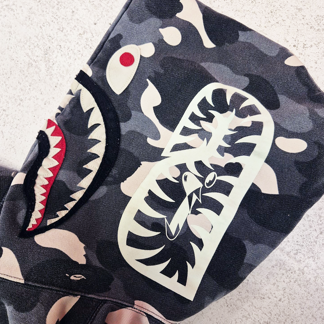 BAPE Glow in the Dark City Camo Full Zip Shark Hoodie (L)