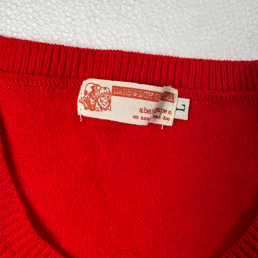 BAPE Red Argyle 90s Knit Sweater (L)