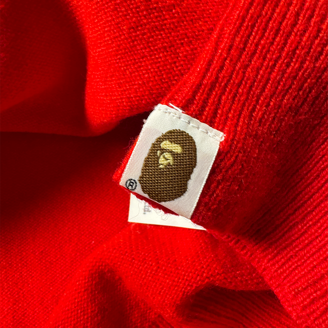 BAPE Red Argyle 90s Knit Sweater (L)