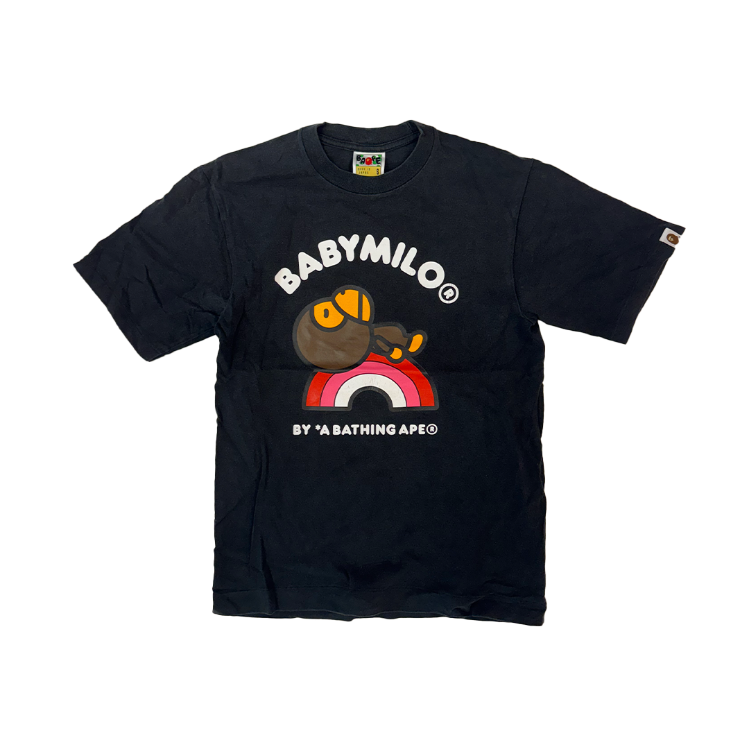 BAPE Baby Milo Made in Japan Rainbow Black Tee (S)
