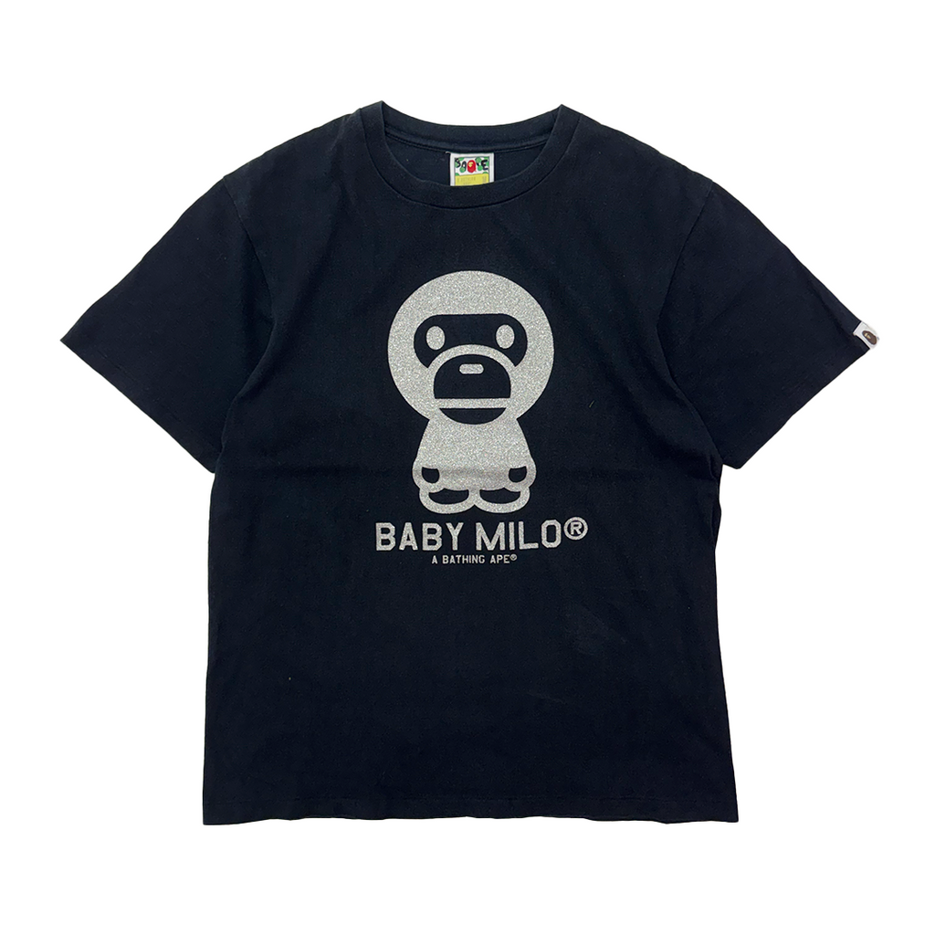 BAPE Baby Milo Glitter Print Black Tee (M)