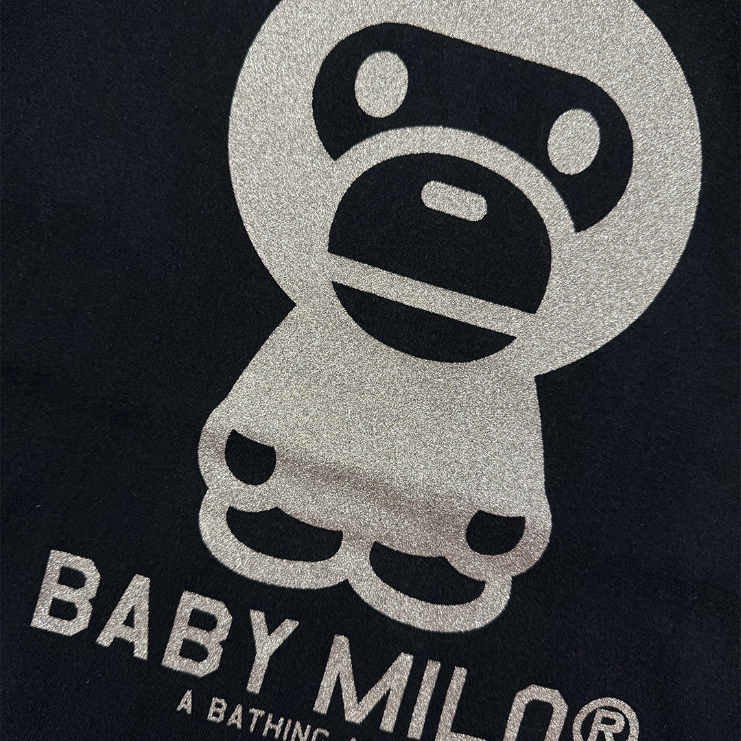 BAPE Baby Milo Glitter Print Black Tee (M)