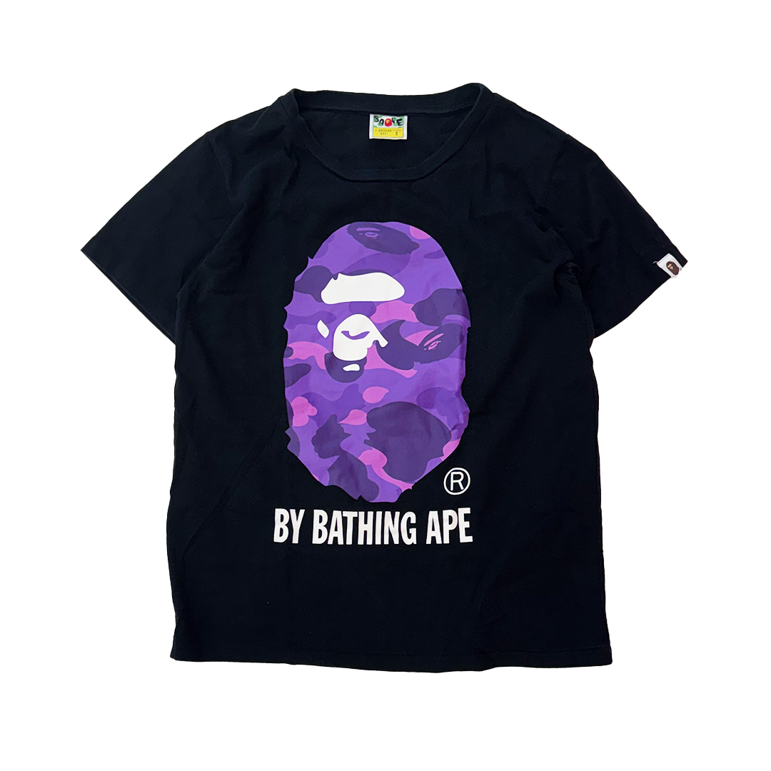 BAPE Purple Big Head Black Tee (Ladies S)