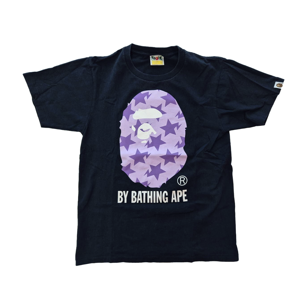 BAPE Purple Big Head Bapesta Black Tee (S)