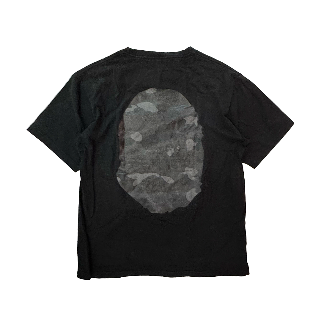 BAPE Black Camo Big Head Black Tee (L)