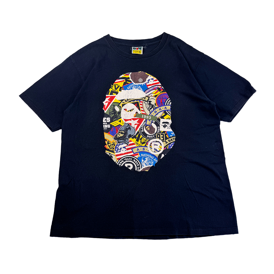 BAPE Big Head Stickers Black Tee (XL)