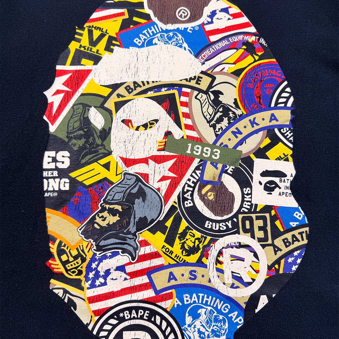 BAPE Big Head Stickers Black Tee (XL)