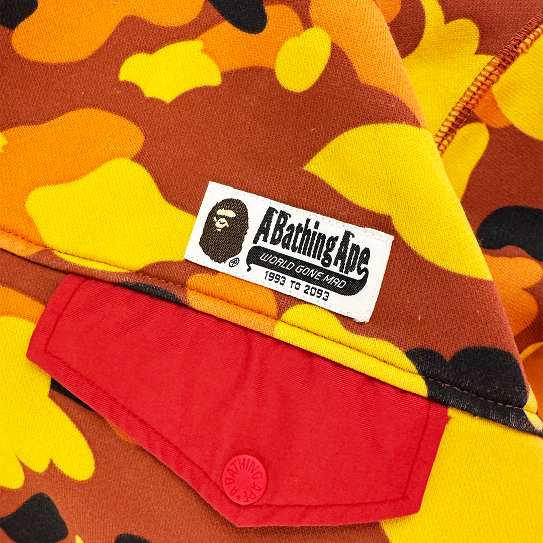 BAPE Orange Camo 1/4 Button Fleece Sweater (M)