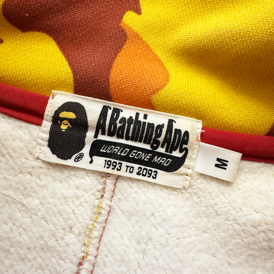 BAPE Orange Camo 1/4 Button Fleece Sweater (M)