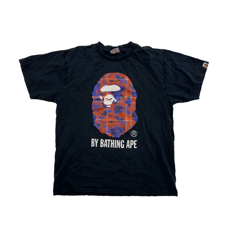 Bape Big Head Checkered Camo Black Tee (L)