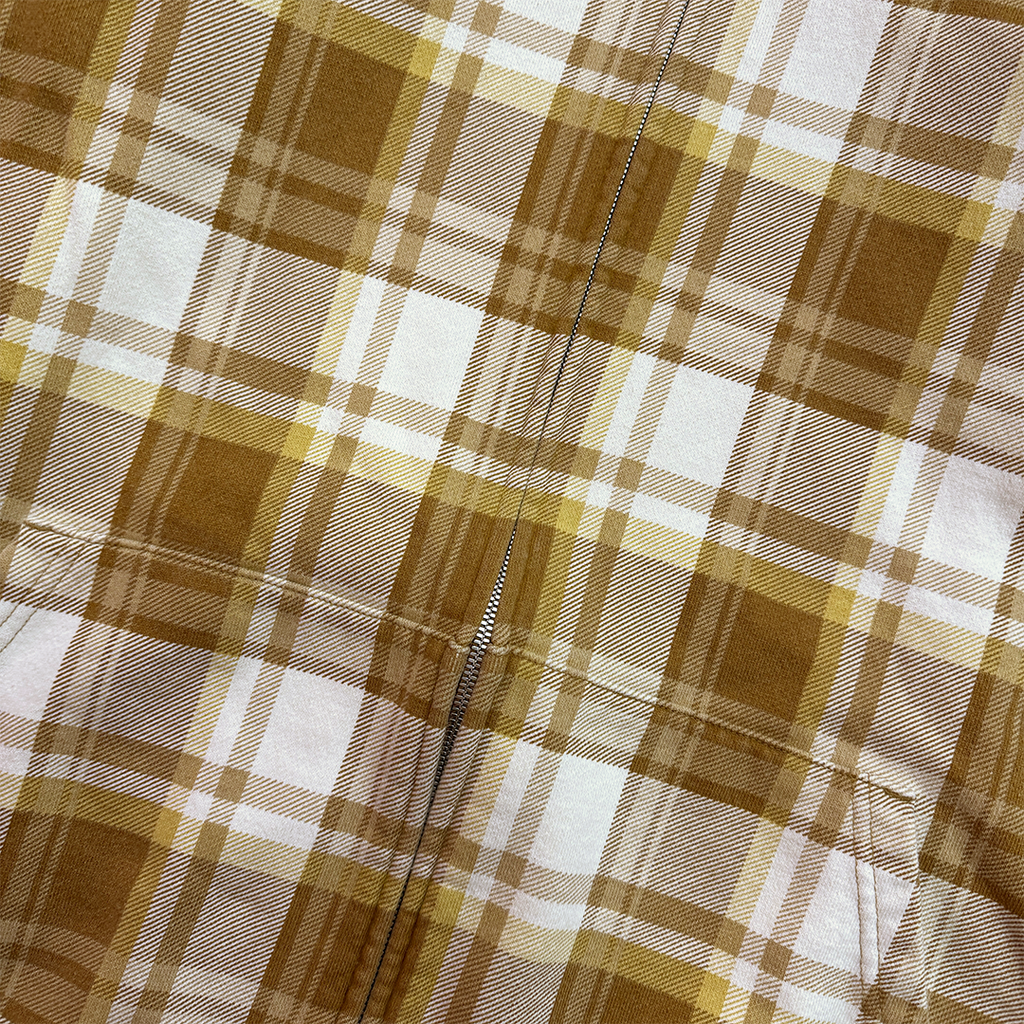BAPE Beige Plaid Check Full Zip Hoodie (L)