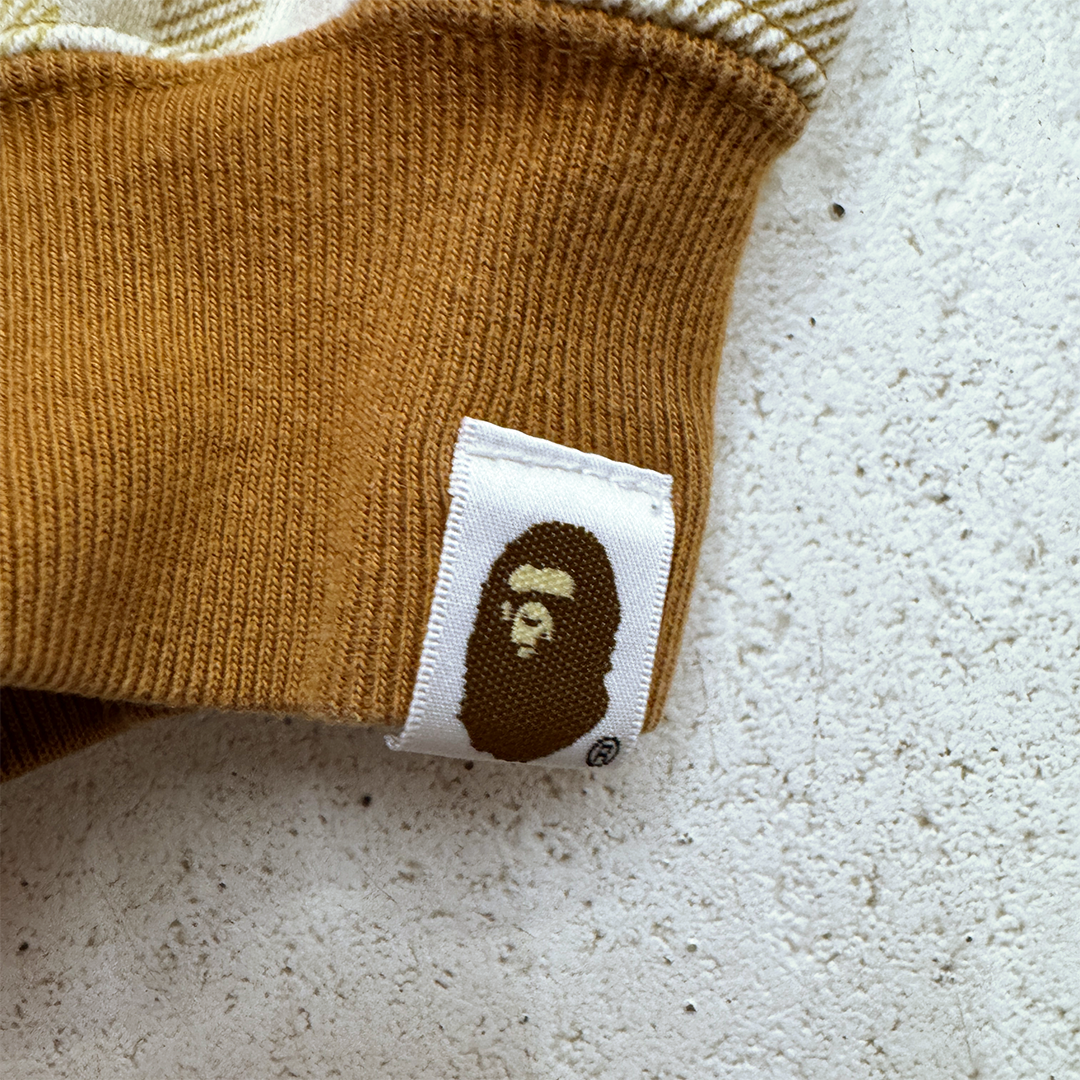 BAPE Beige Plaid Check Full Zip Hoodie (L)