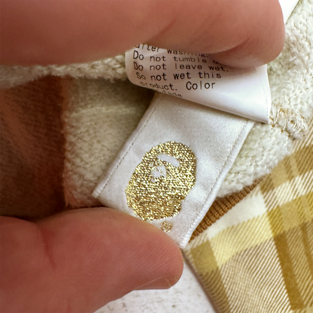 BAPE Beige Plaid Check Full Zip Hoodie (L)