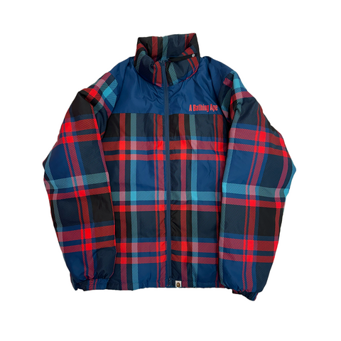 BAPE Check Down Jacket 'Navy' (XL)