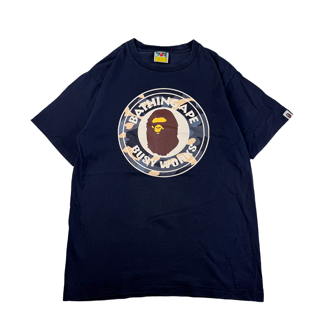 BAPE "Busy Works" Circle Logo Black Tee (M)