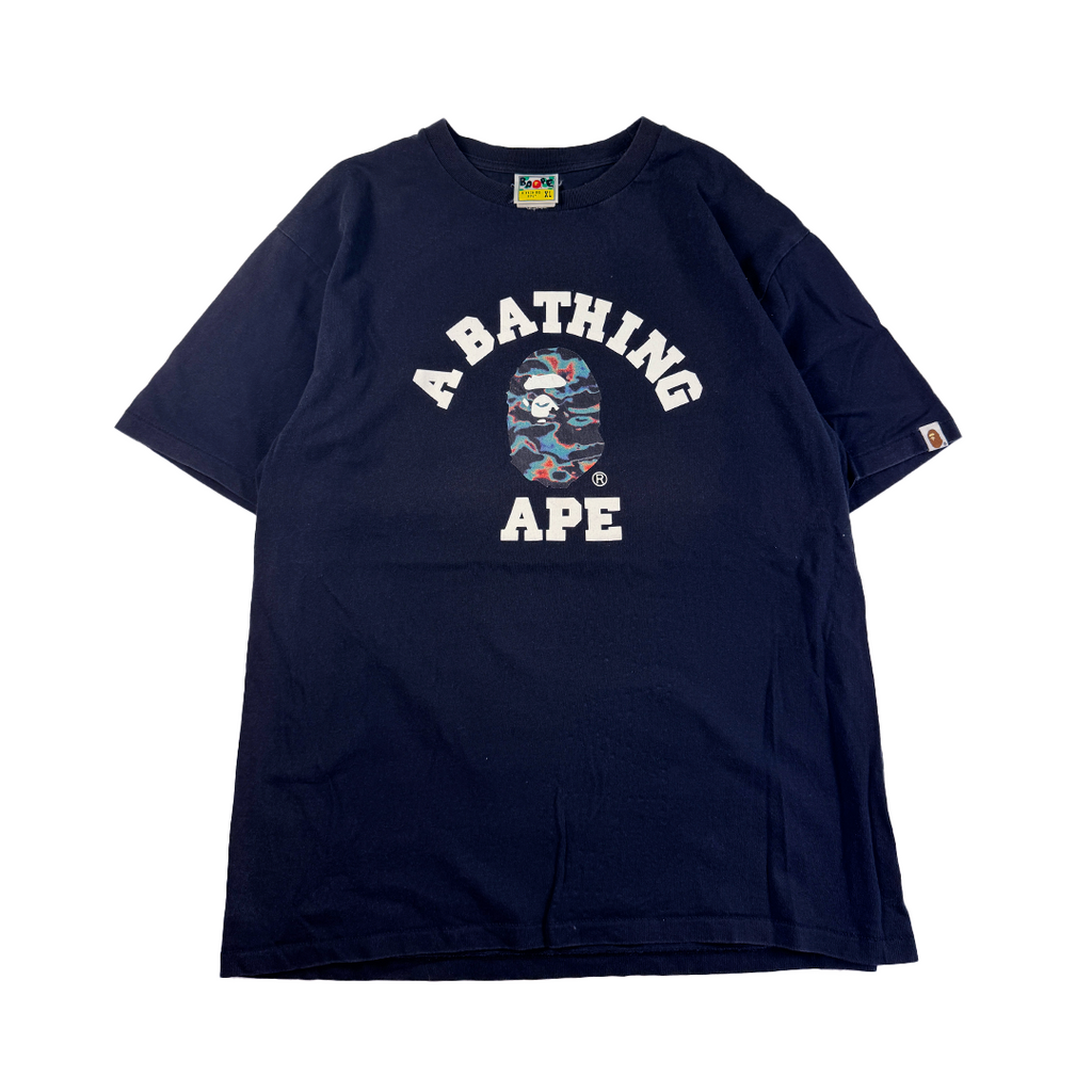 BAPE College Camo Print Black Tee (XL)
