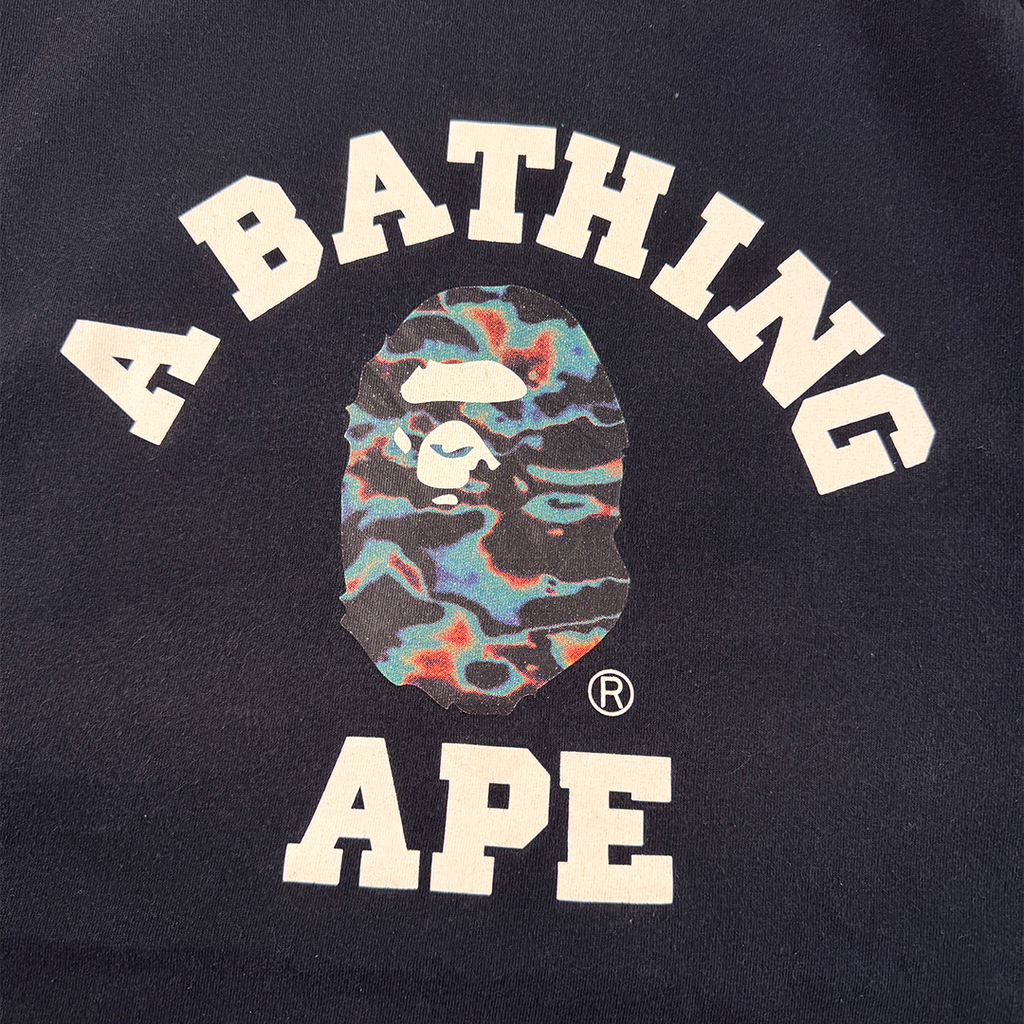 BAPE College Camo Print Black Tee (XL)