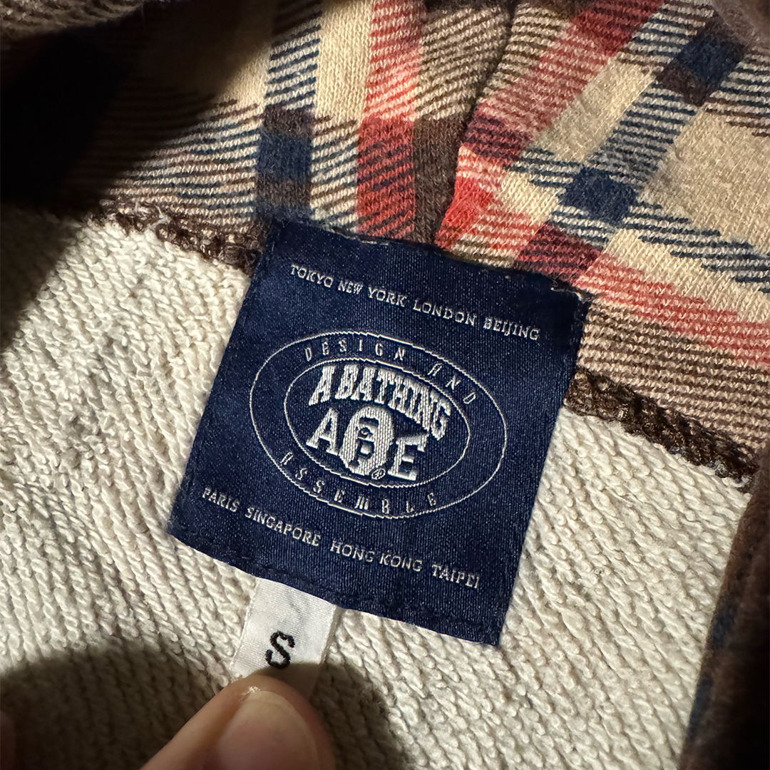 BAPE Full Zip Plaid Check Camo Hoodie (S)