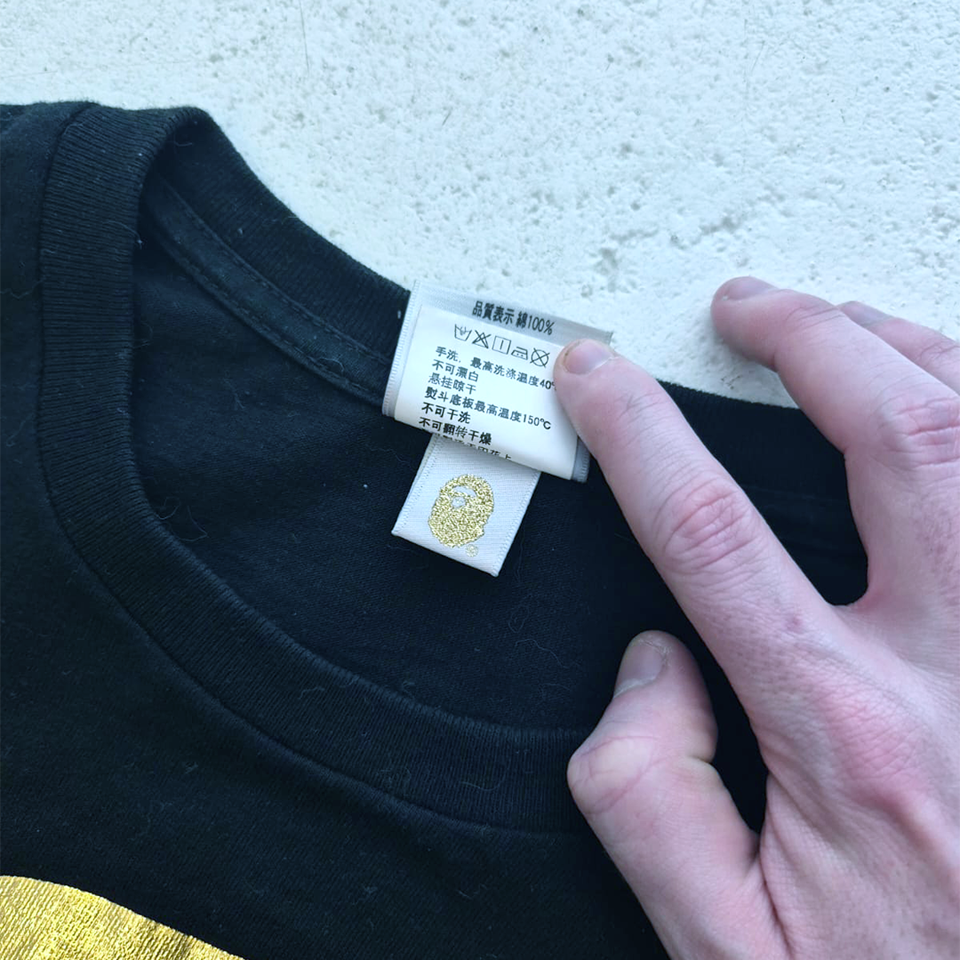 BAPE Golden Big Head Black Tee (M)
