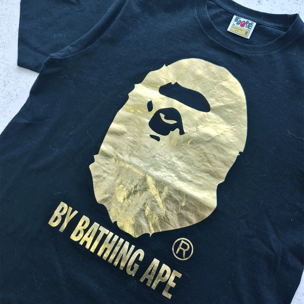 BAPE Golden Big Head Black Tee (M)