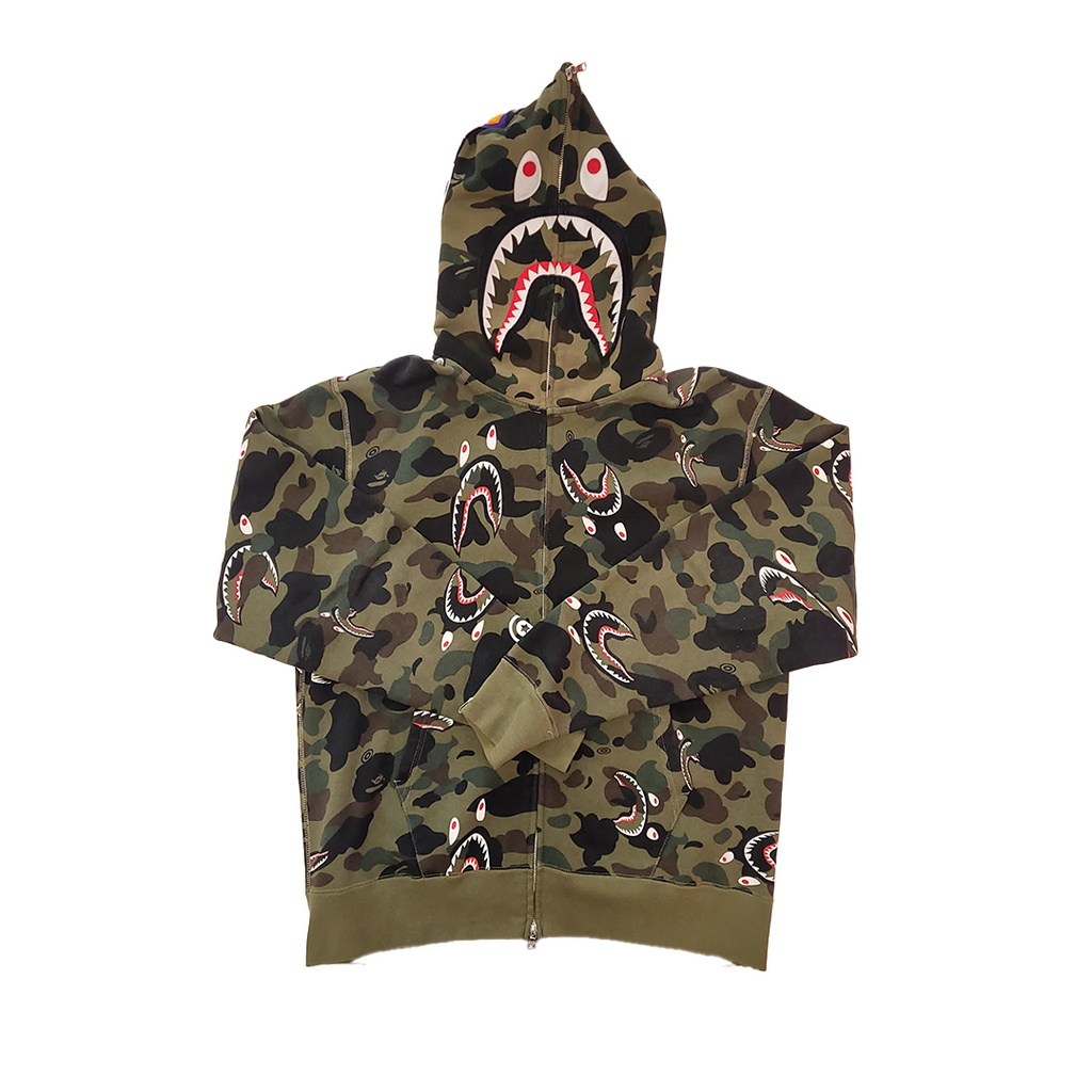 BAPE 1st Camo Shark Relaxed Full Zip Hoodie Kaki (XL)