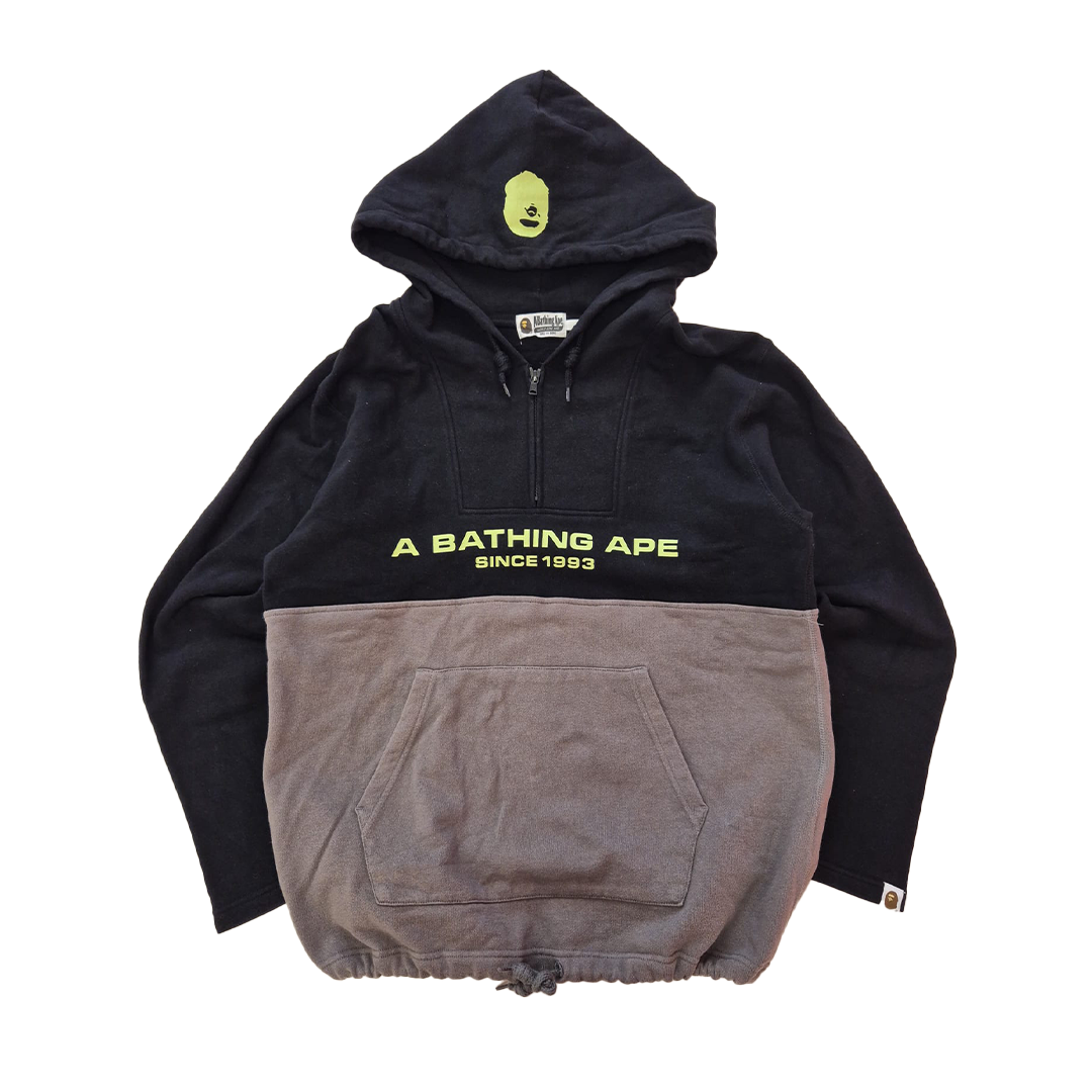 BAPE Vintage Grey Half-Zip Hoodie (L)