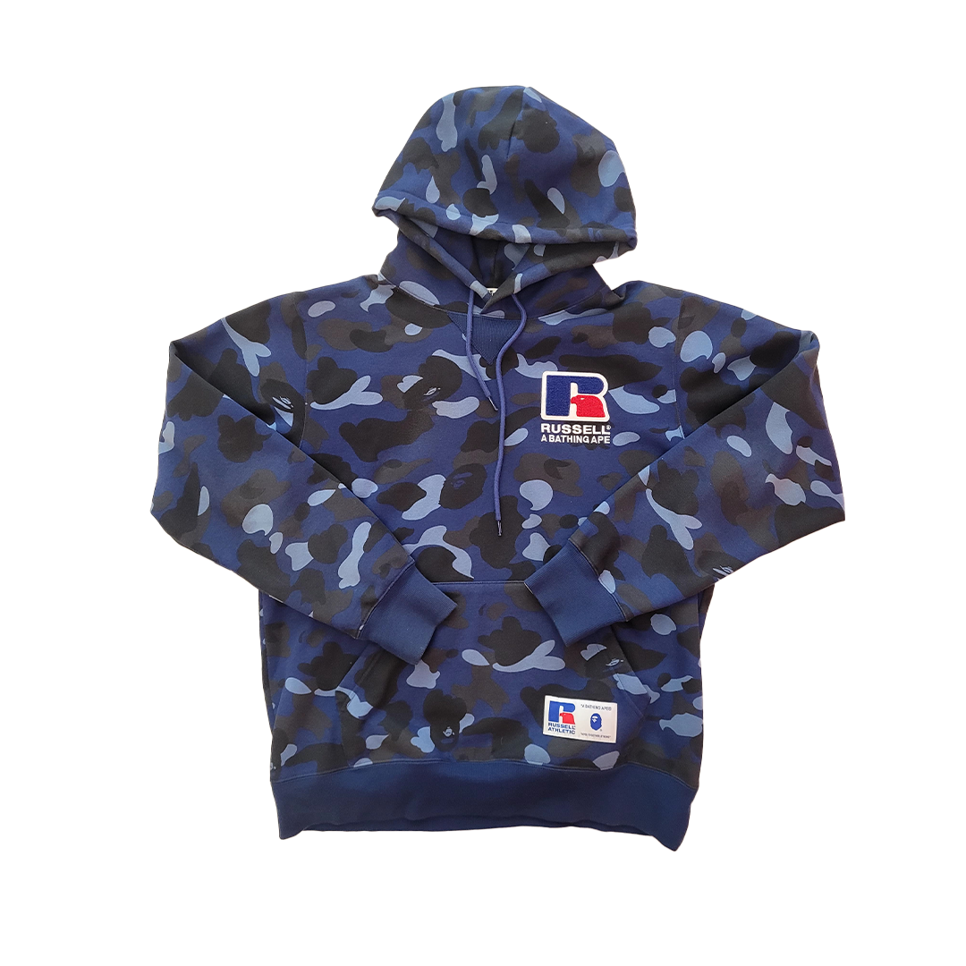 BAPE x Russel Blue Camo Hoodie (XL)