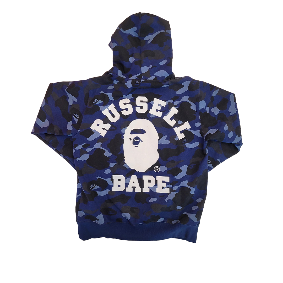 BAPE x Russel Blue Camo Hoodie (XL)