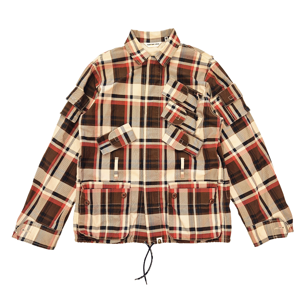 BAPE Multi Pocket Checked Plaid Jacket (S)