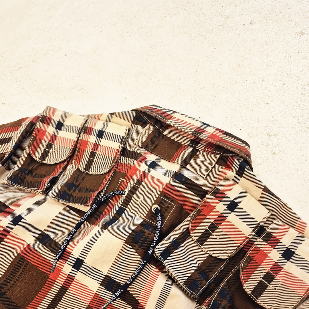 BAPE Multi Pocket Checked Plaid Jacket (S)