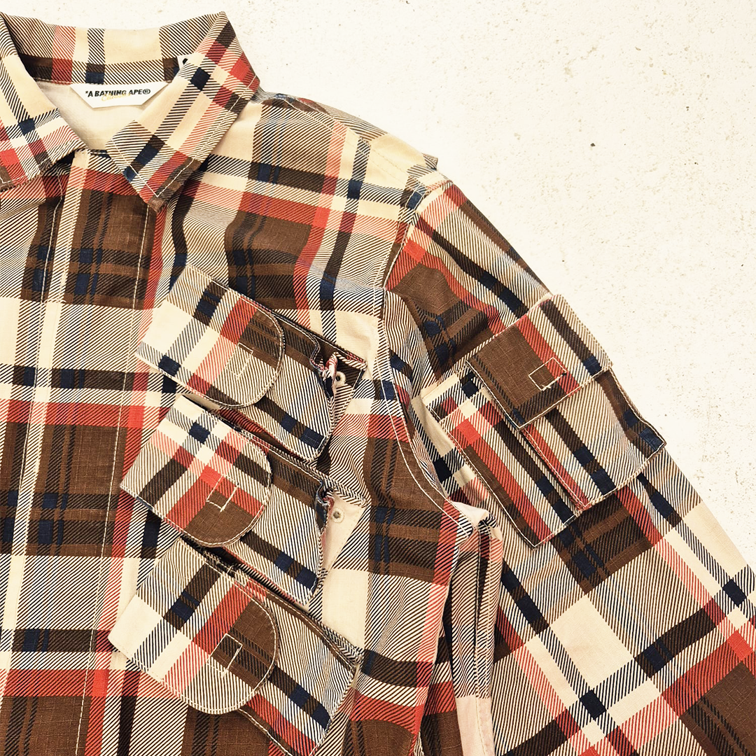 BAPE Multi Pocket Checked Plaid Jacket (S)