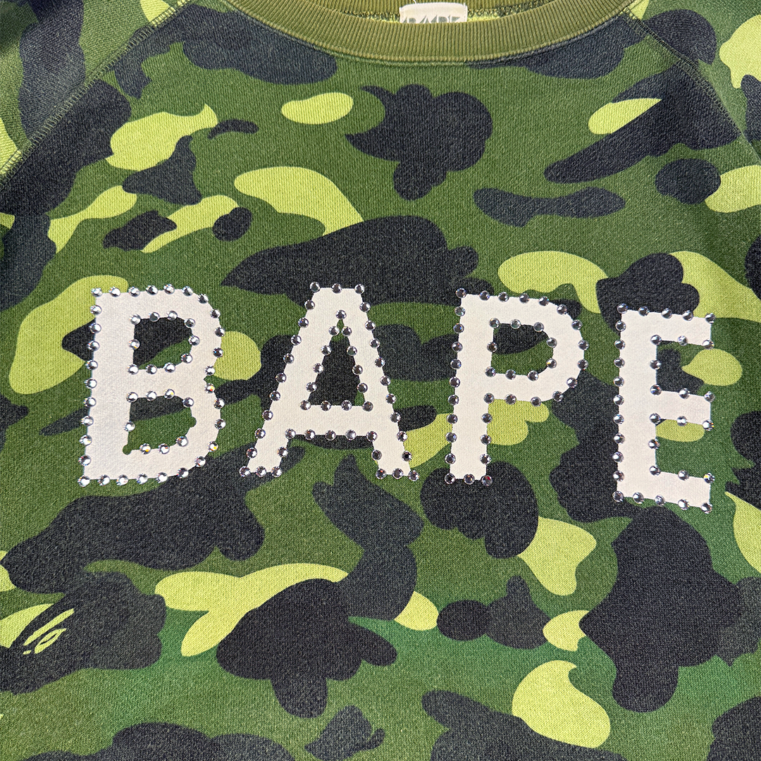 BAPE Camo Crystal Stone Relaxed Fit Vintage Sweater (M)