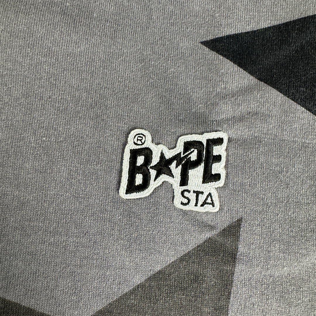 BAPE Grey Star Pattern Long Sleeve Shirt (M)