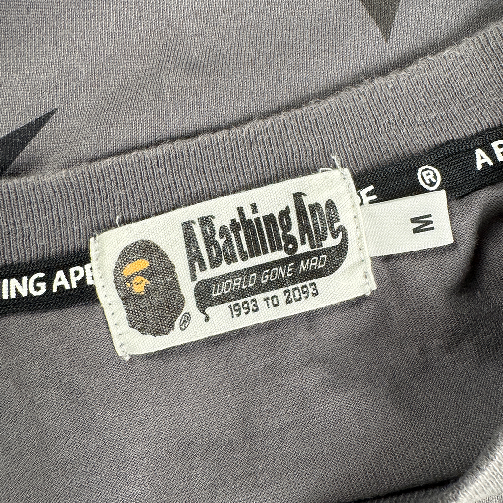 BAPE Grey Star Pattern Long Sleeve Shirt (M)