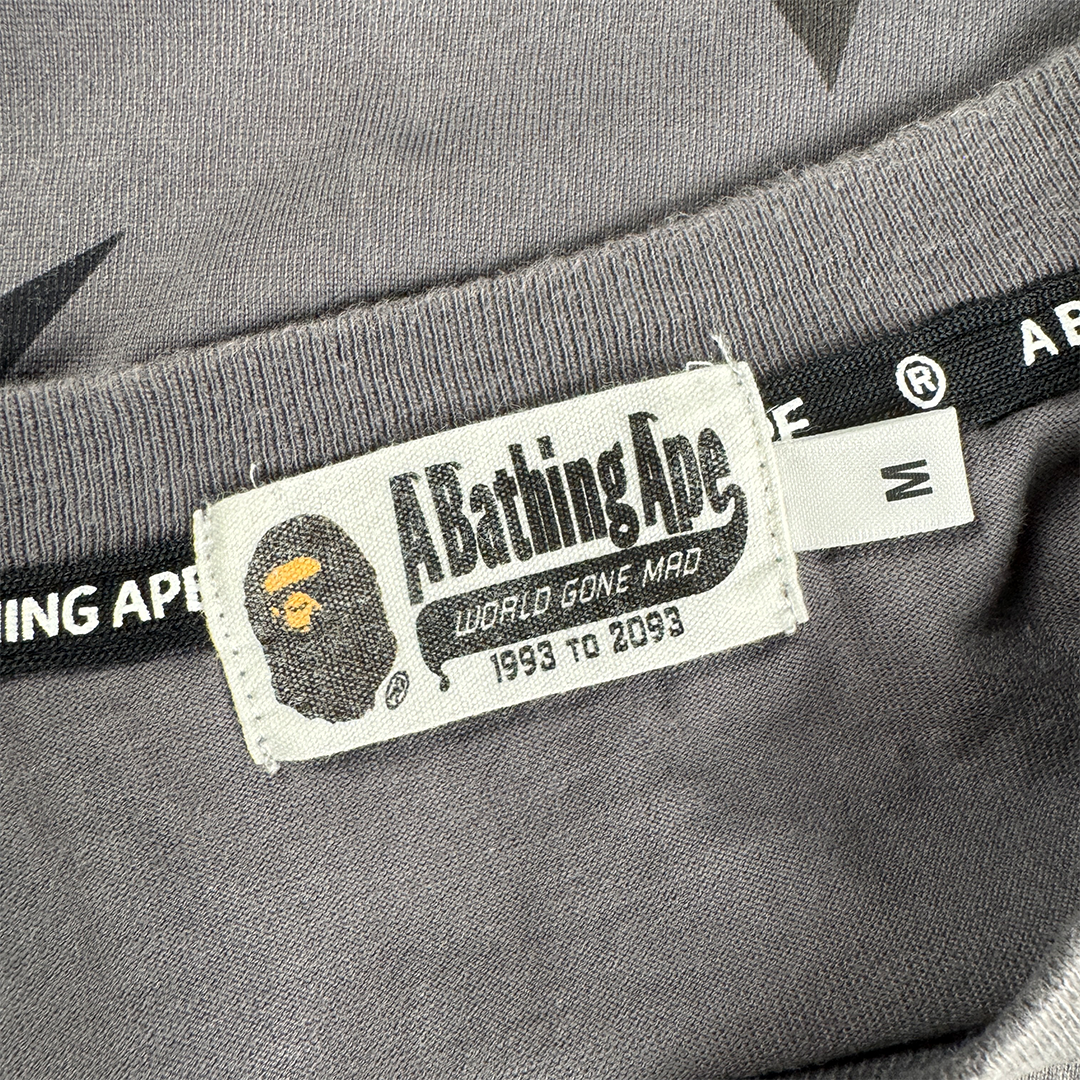BAPE Grey Star Pattern Long Sleeve Shirt (M)