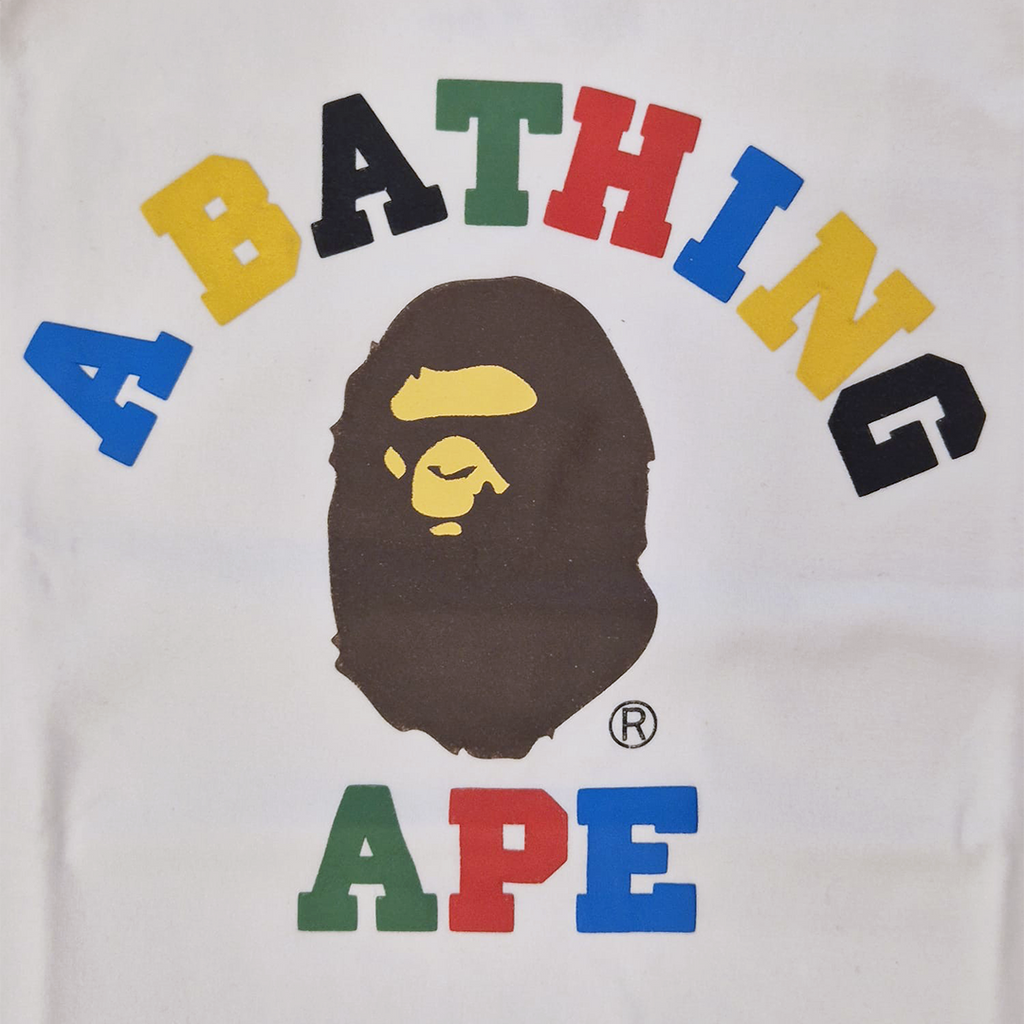 BAPE Multicolor College White Tee (L)