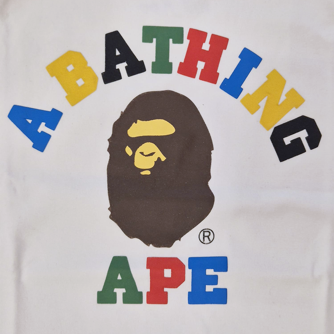 BAPE Multicolor College White Tee (L)
