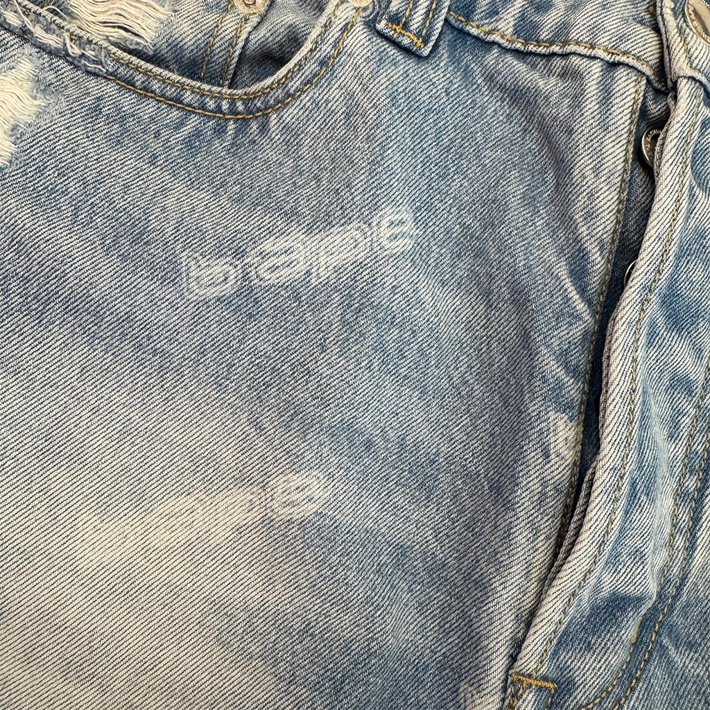 BAPE Hexagram Laser Destroy Denim Pants (M)