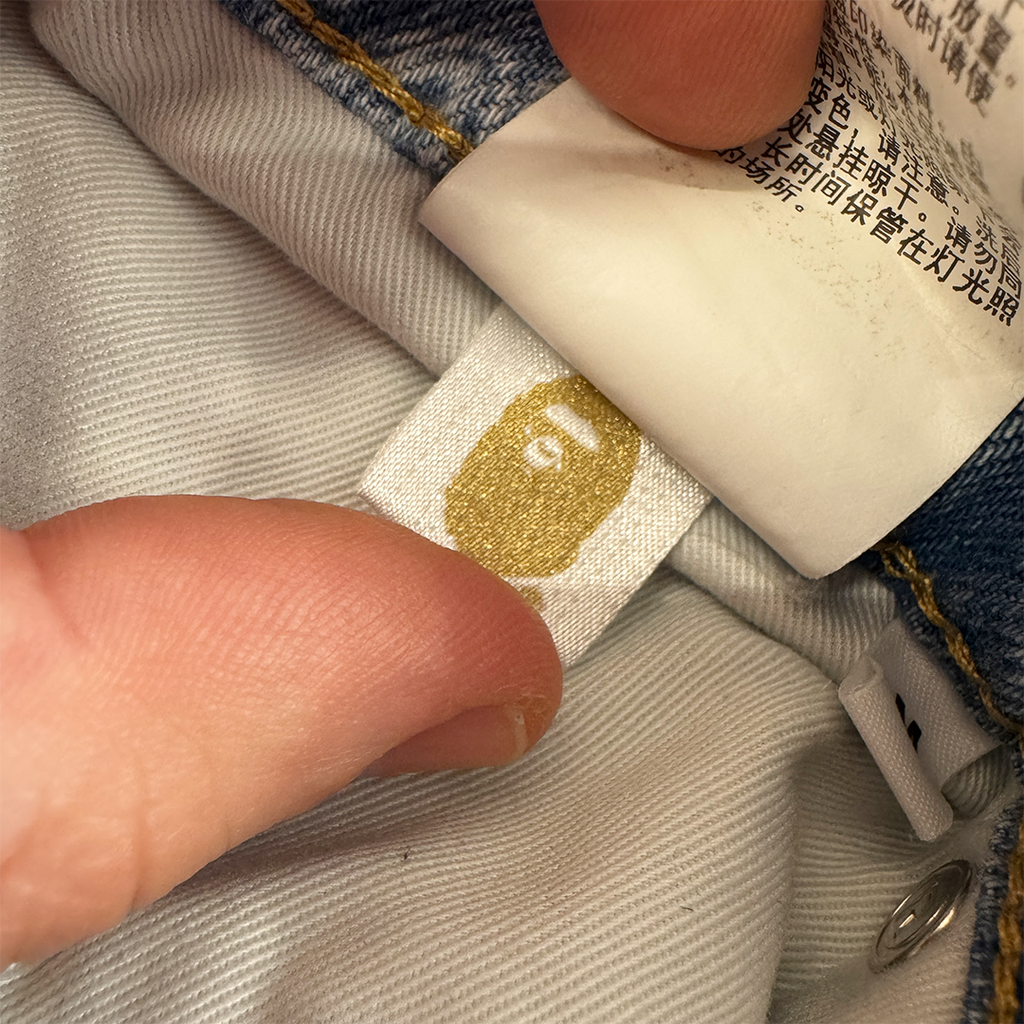 BAPE Hexagram Laser Destroy Denim Pants (M)