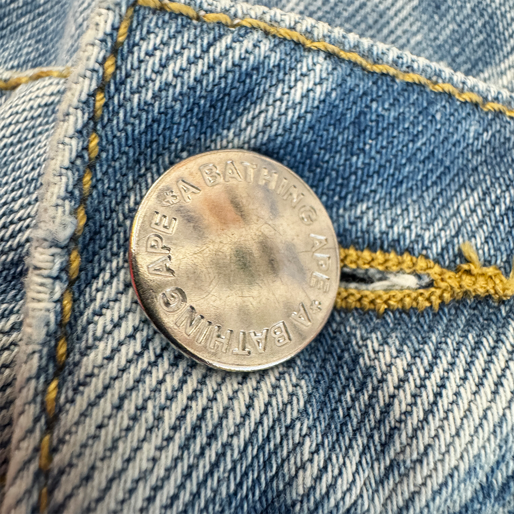 BAPE Hexagram Laser Destroy Denim Pants (M)