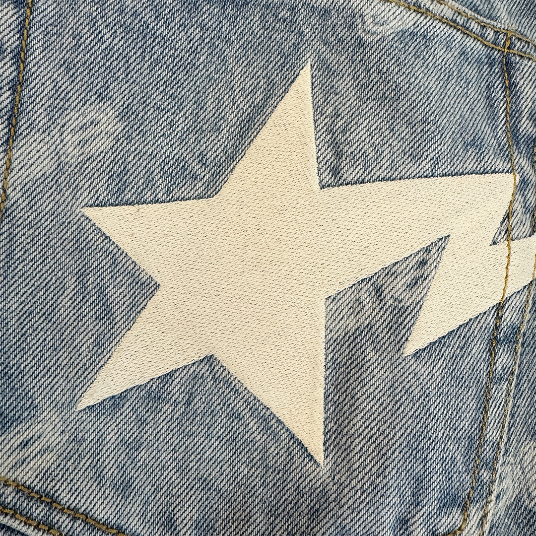 BAPE Hexagram Laser Destroy Denim Pants (M)